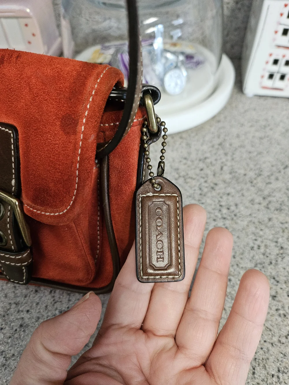 Coach Vintage Y2K Orange Suede Crossbody Bag (F3O-9358)